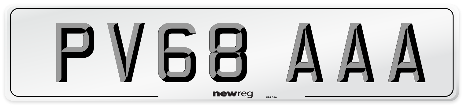 PV68 AAA Number Plate from New Reg